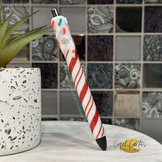 Custom Pen - Christmas Candy Cane Multi Swirl Drip