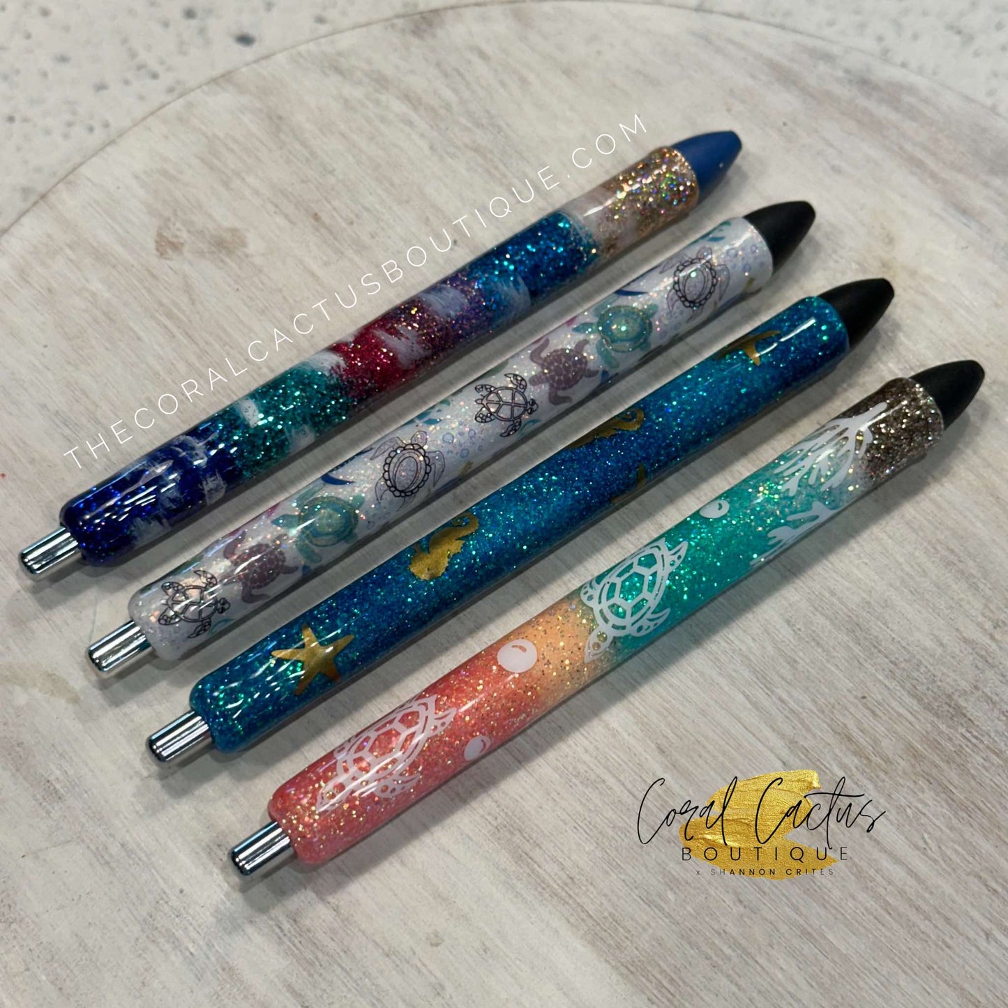 Custom Pen - Sunset Sea Turtles