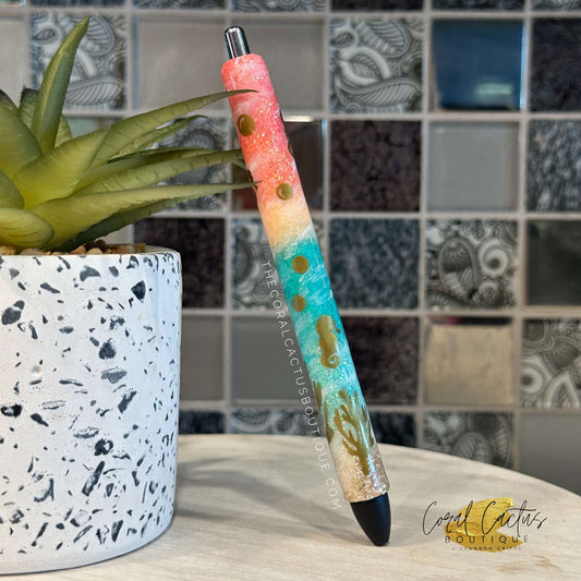 Custom Pen - Seahorse Sunset