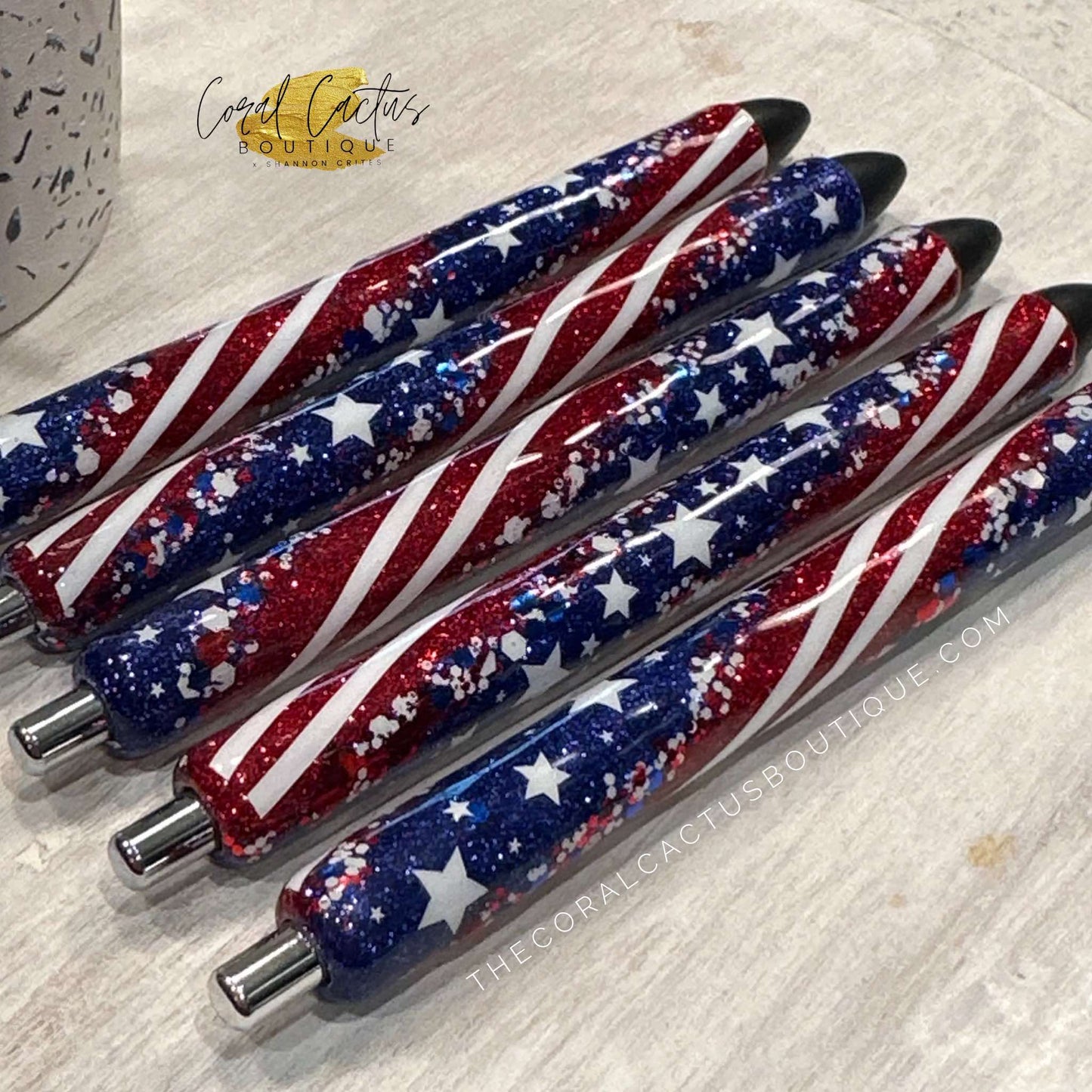 Custom Pen - Stars & Thick Stripes Swirl