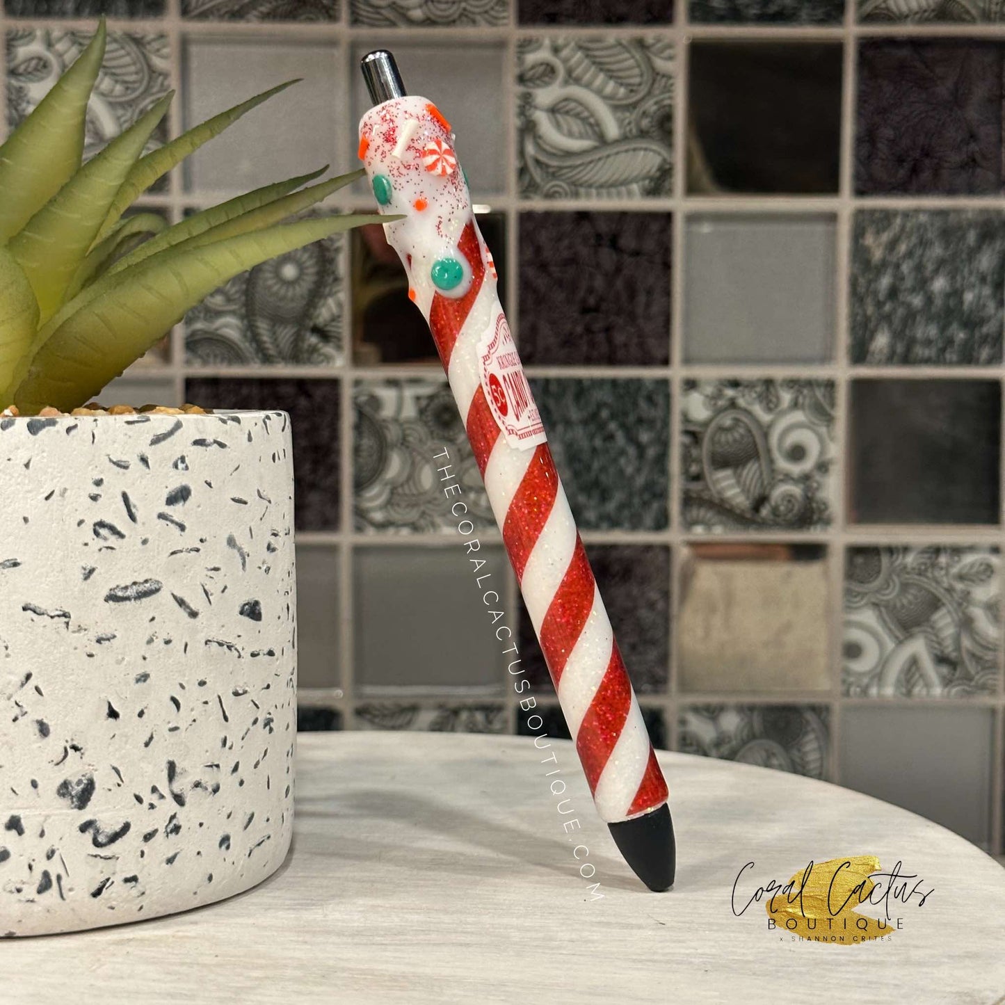 Custom Pen - Christmas Candy Cane Co. Drip