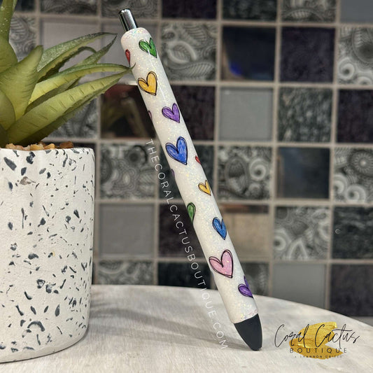 Custom Pen - Multicolor Hearts