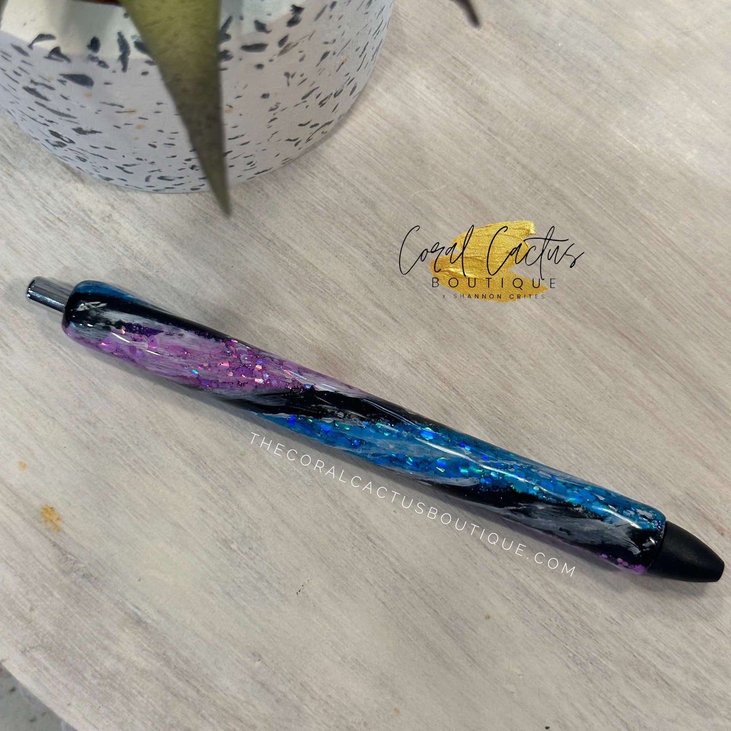 Custom Pen - Purple, Black & Blue Swirl