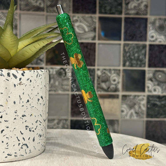 Custom Pen - Gold Clovers