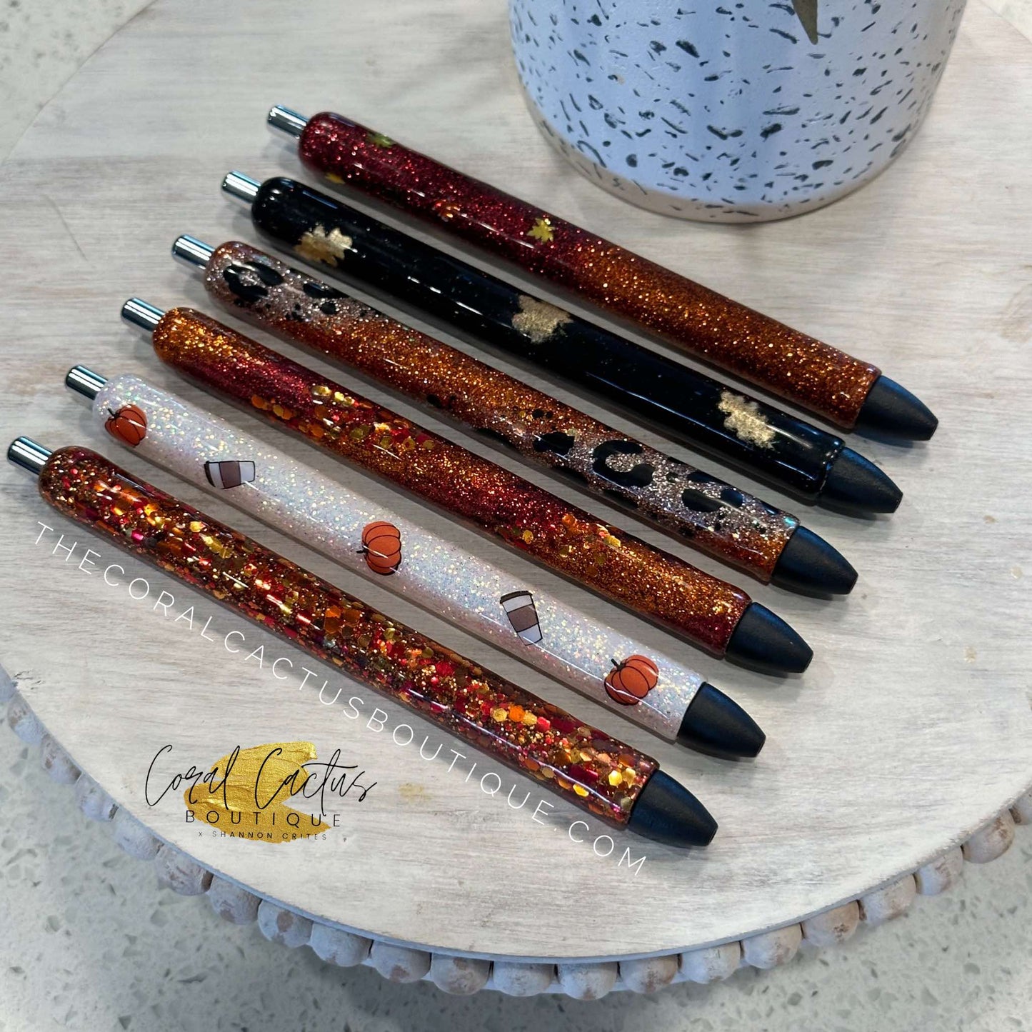 Custom Pen - Orange Fall Chunky Glitter