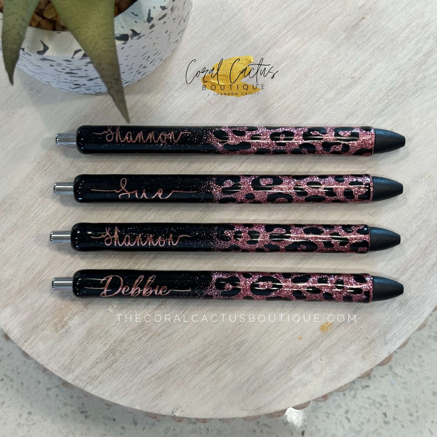 Custom Pen - Black & Rose Gold Leopard