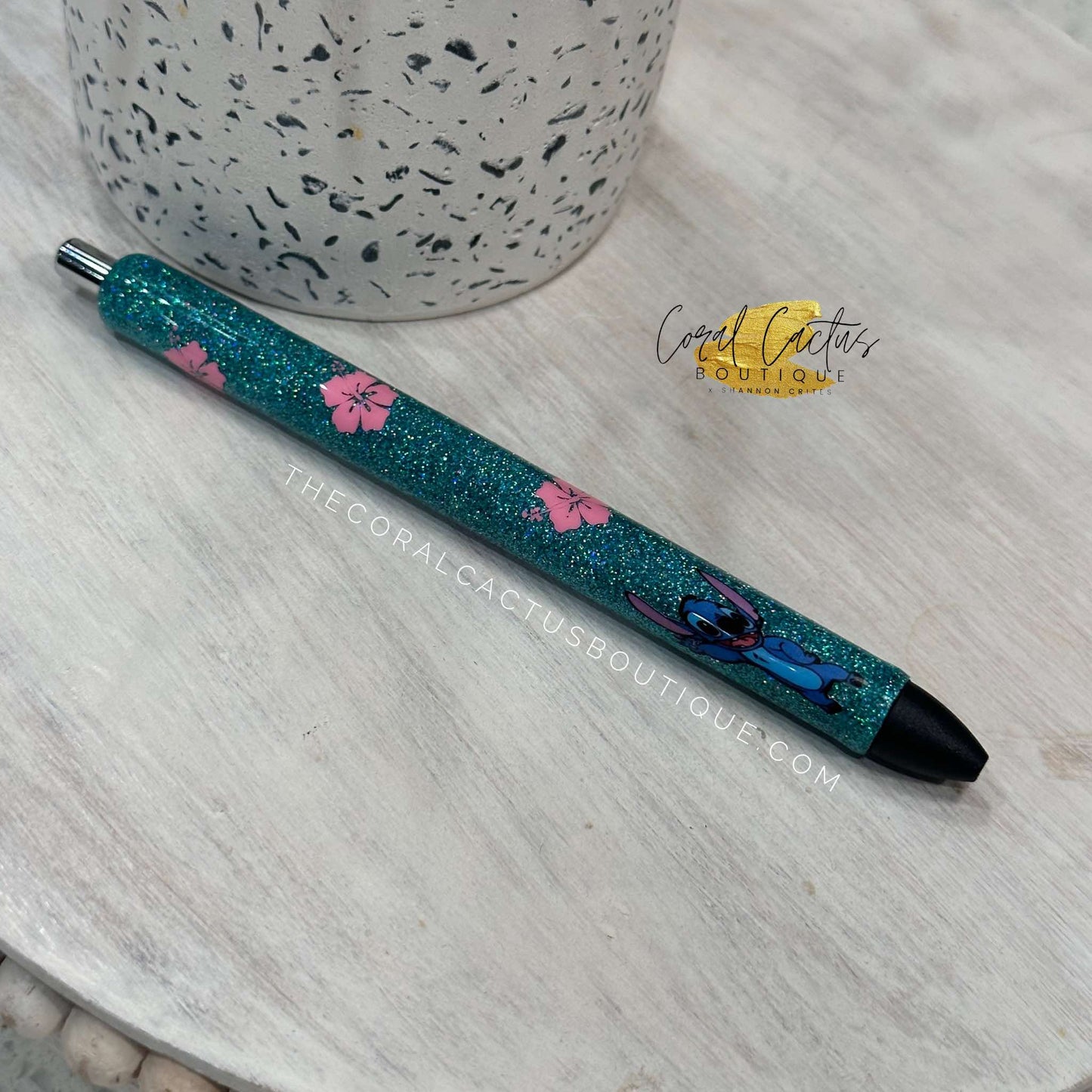 Custom Pen - Blue Alien Floral