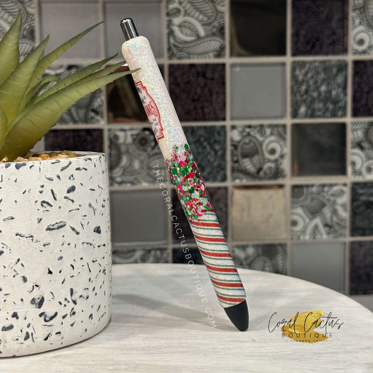 Custom Pen - Christmas Candy Cane Red & Green