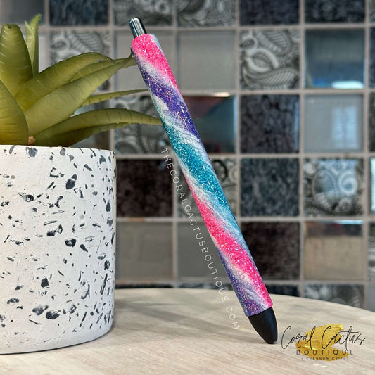 Custom Pen - Pink, Purple & Blue Swirl