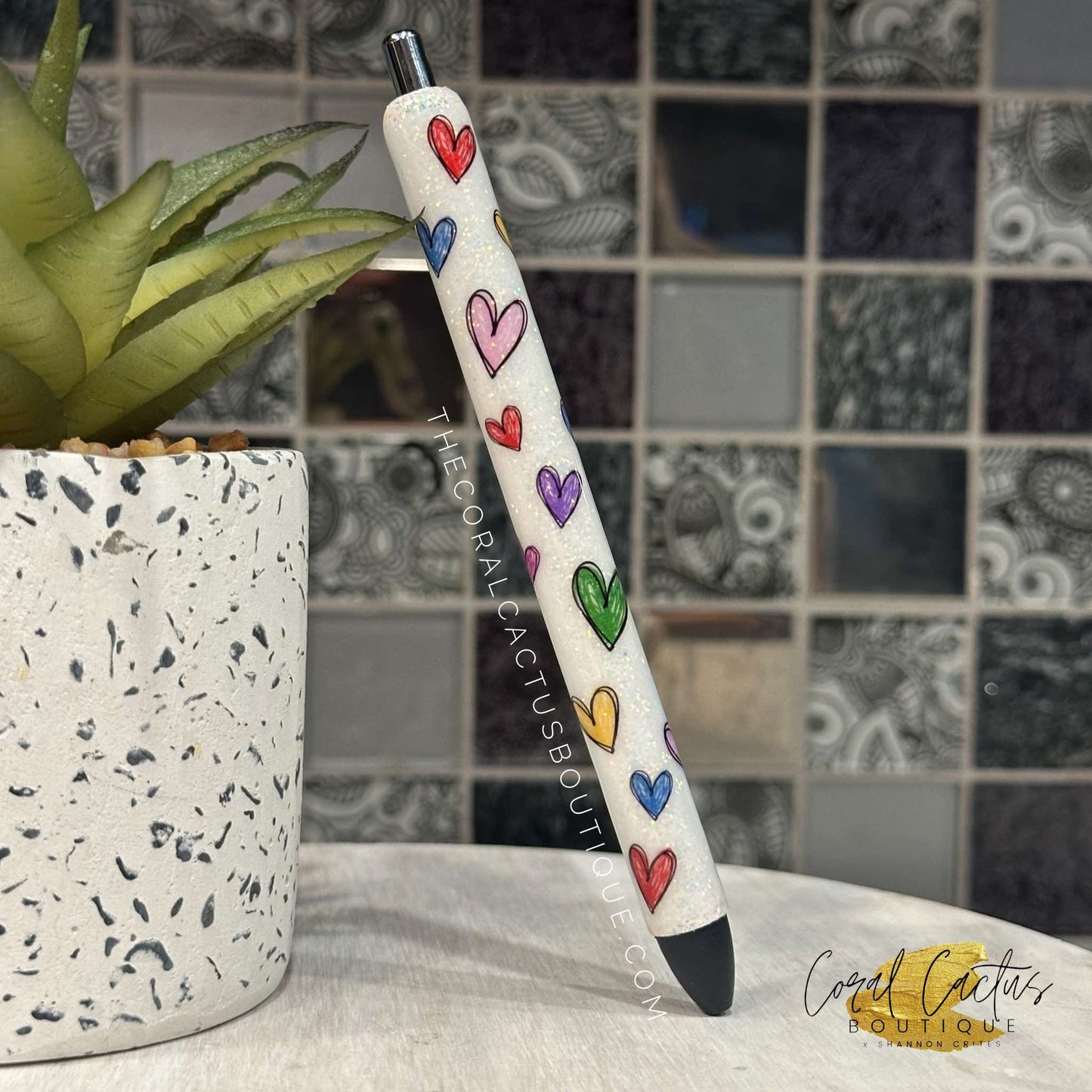 Custom Pen - Multicolor Hearts