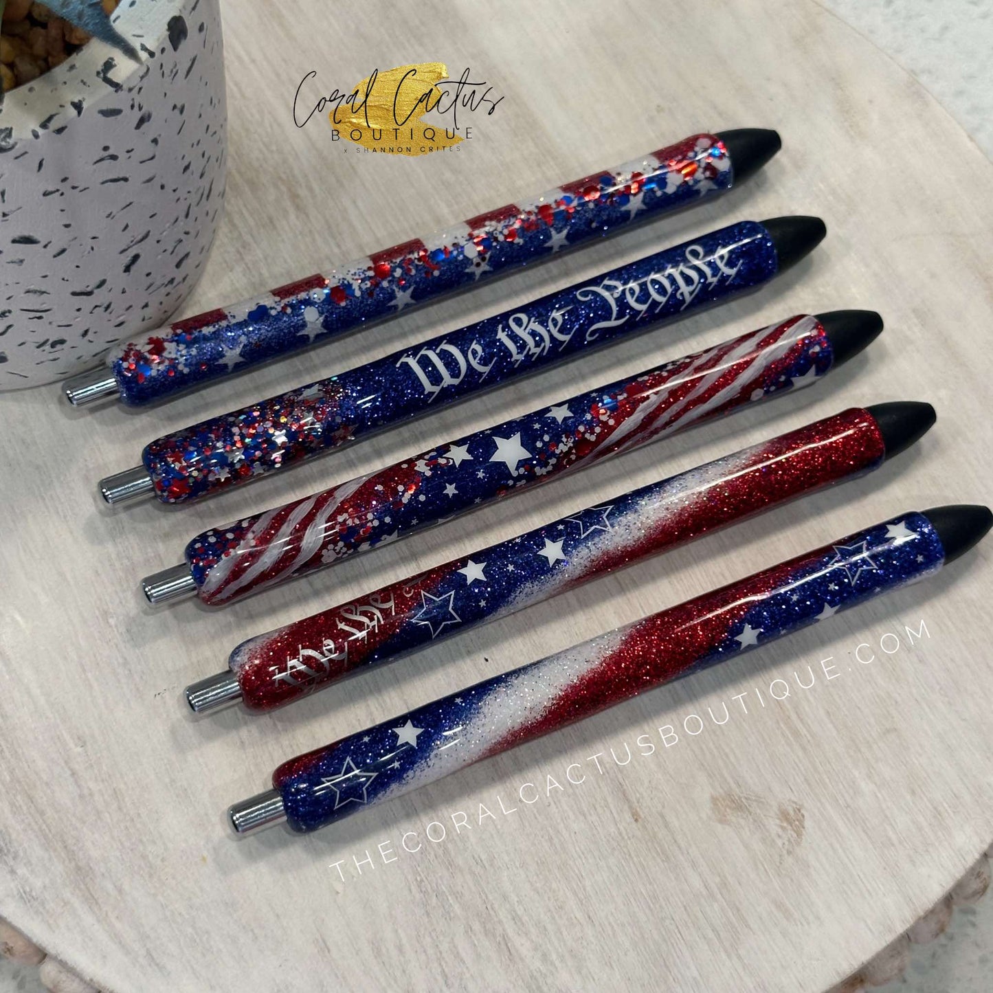 Custom Pen - Stars Hand Drawn Stripes