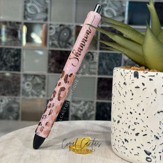 Custom Pen - Rose Gold Leopard