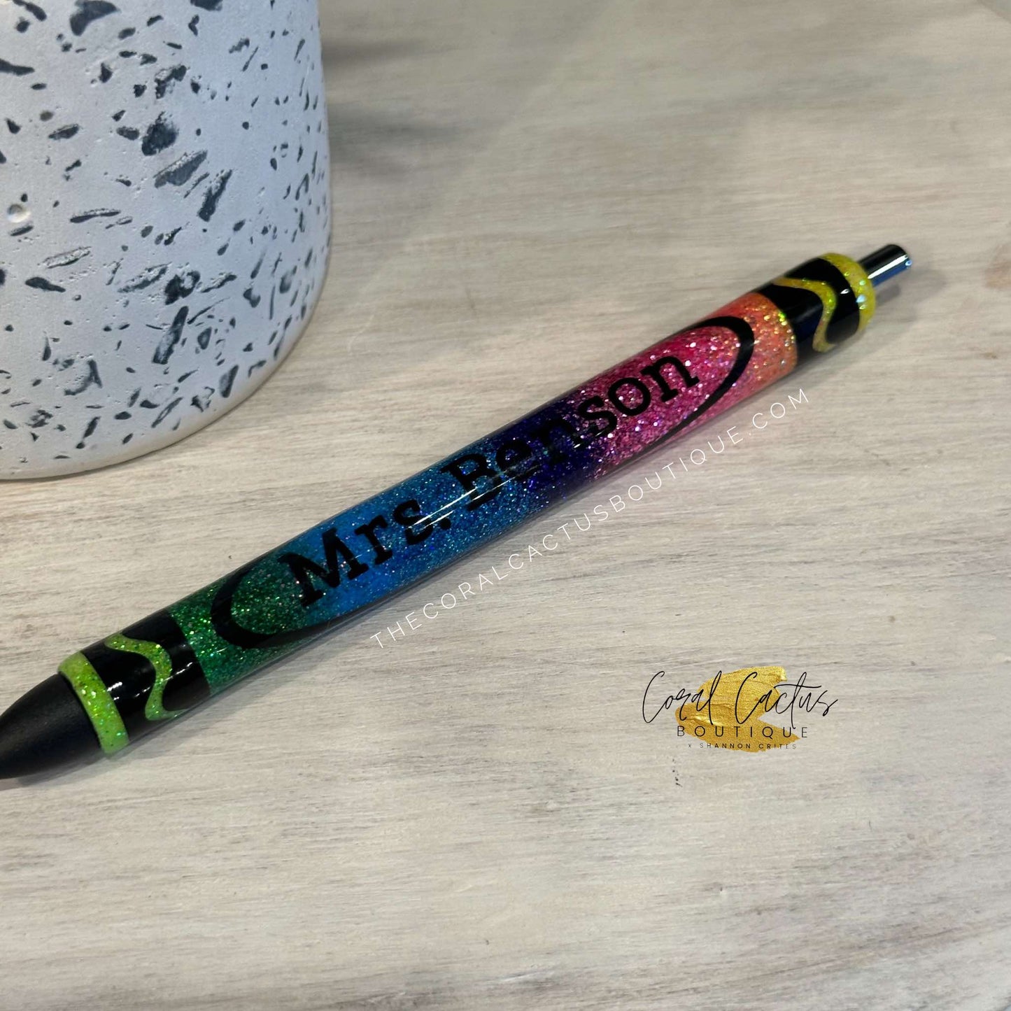 Custom Pen - Rainbow Ombre Crayon