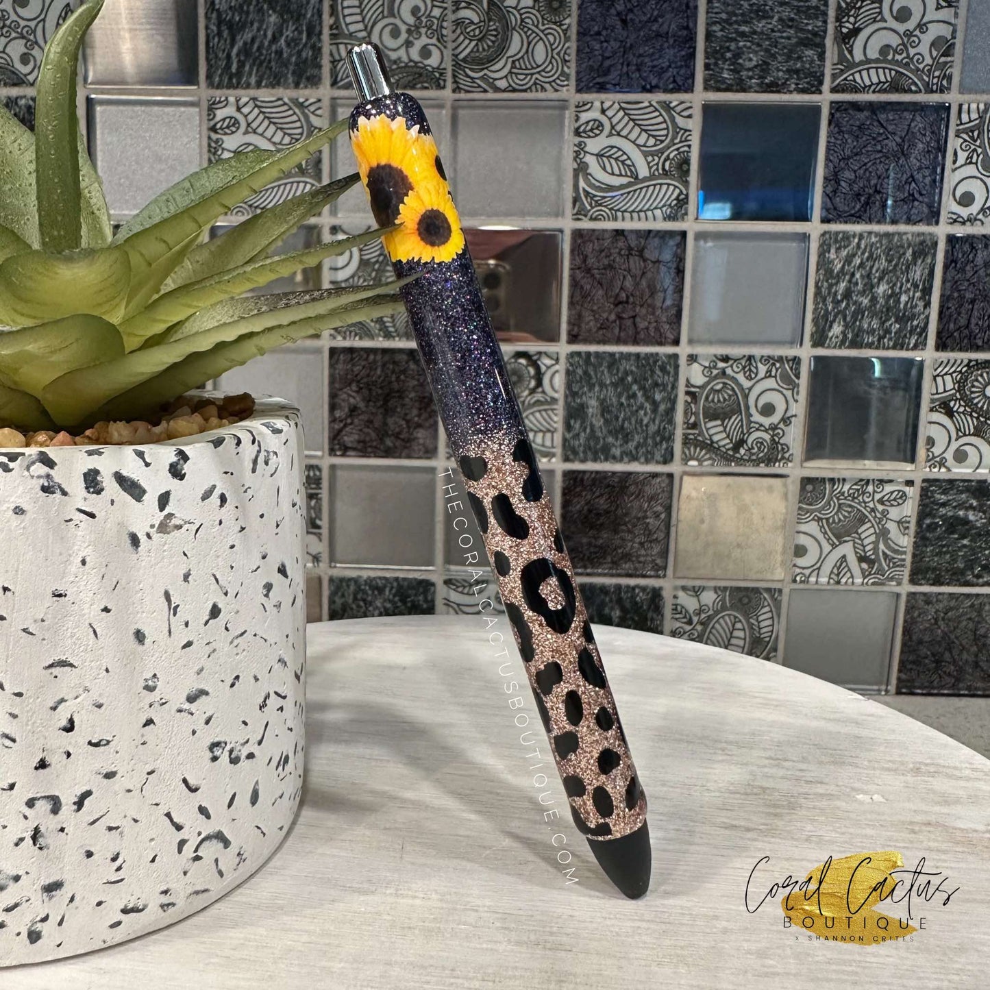 Custom Pen - Sunflower Leopard