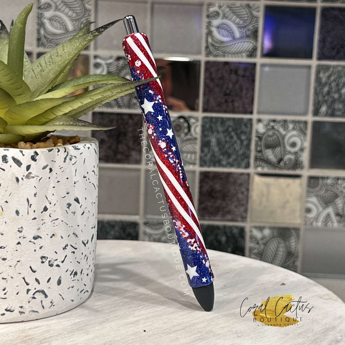 Custom Pen - Stars & Thick Stripes Swirl