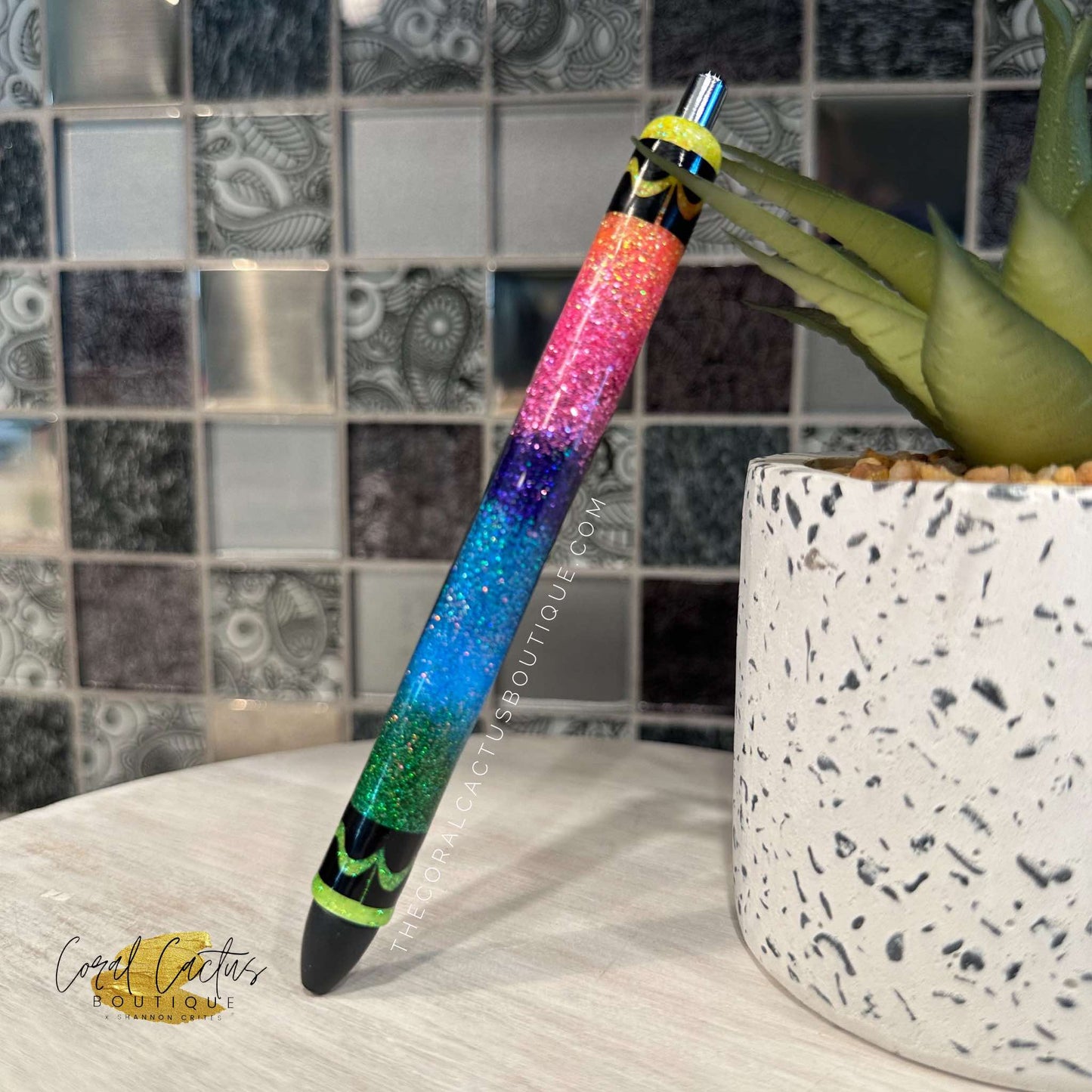 Custom Pen - Rainbow Ombre Crayon