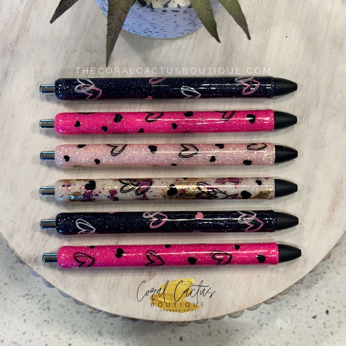 Custom Pen - Love Hearts Black