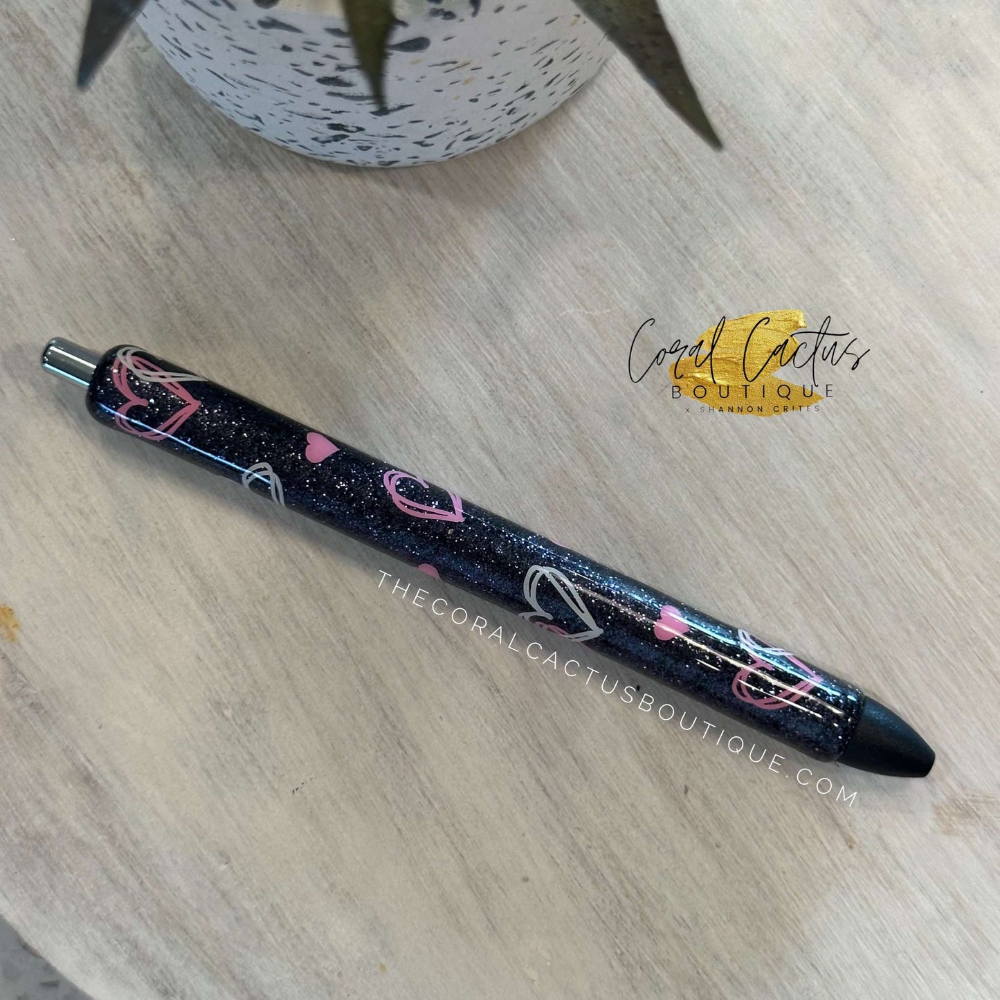 Custom Pen - Love Hearts Black