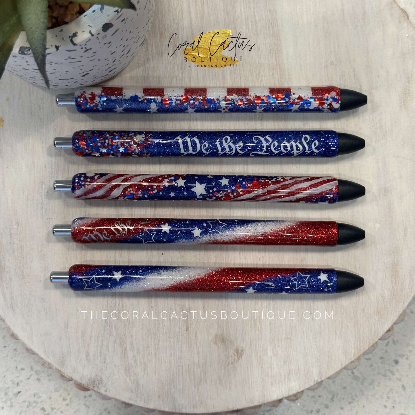 Custom Pen - Stars Hand Drawn Stripes