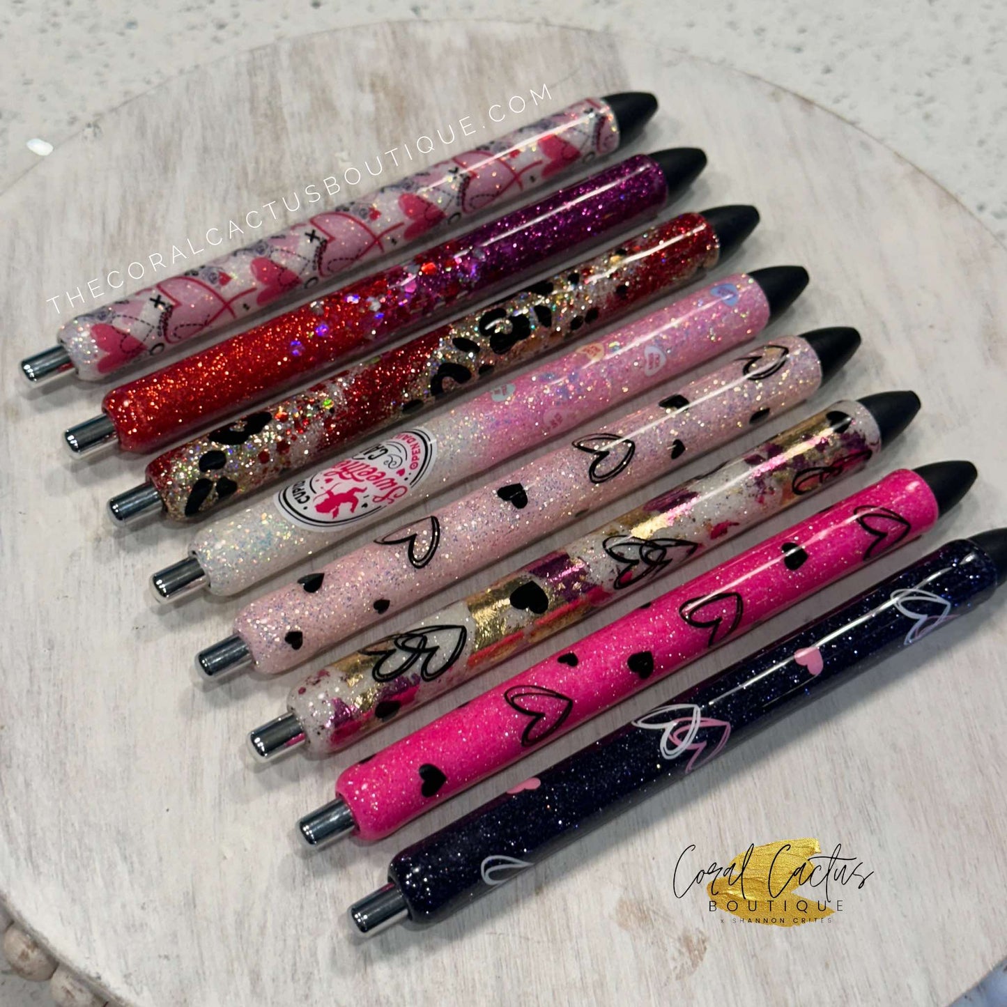 Custom Pen - Love Hearts Bright Pink