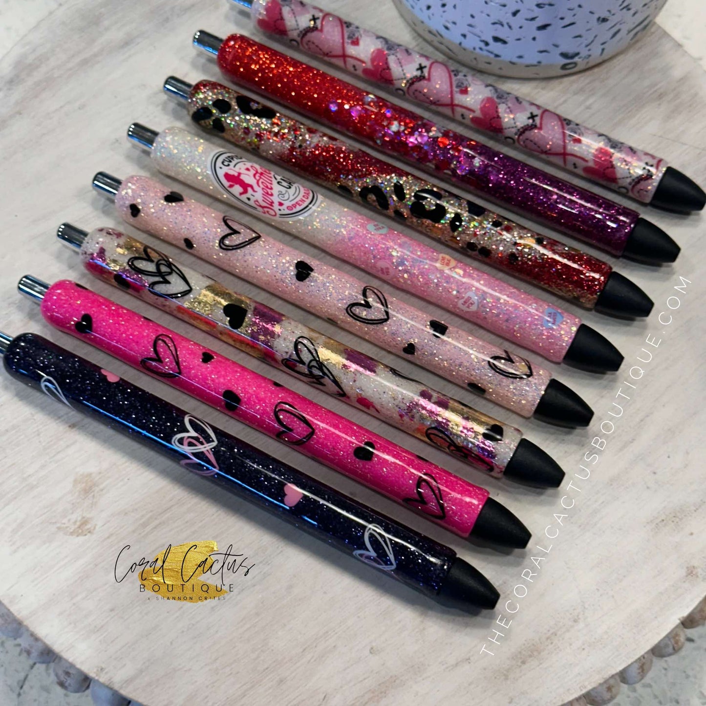 Custom Pen - Love Hearts Bright Pink