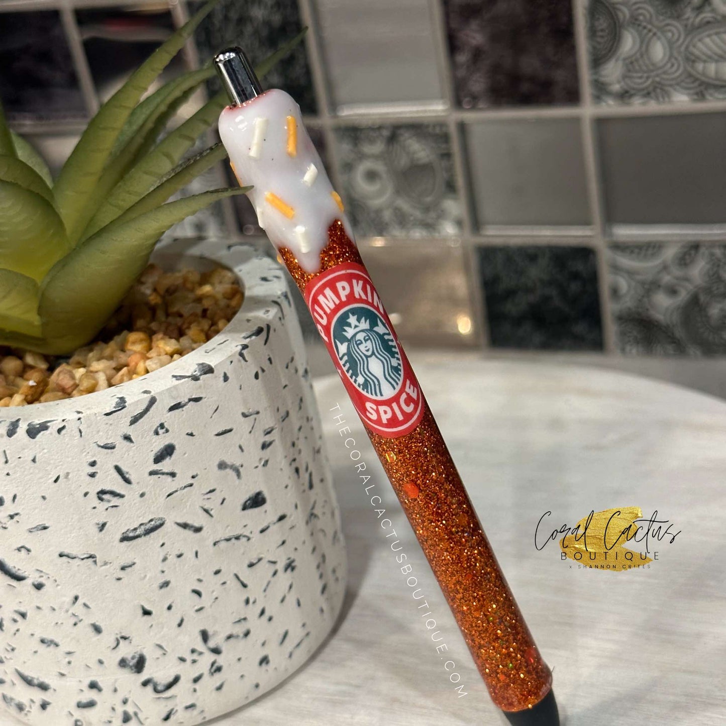 Custom Pen - Pumpkin Spice Sprinkle Drip