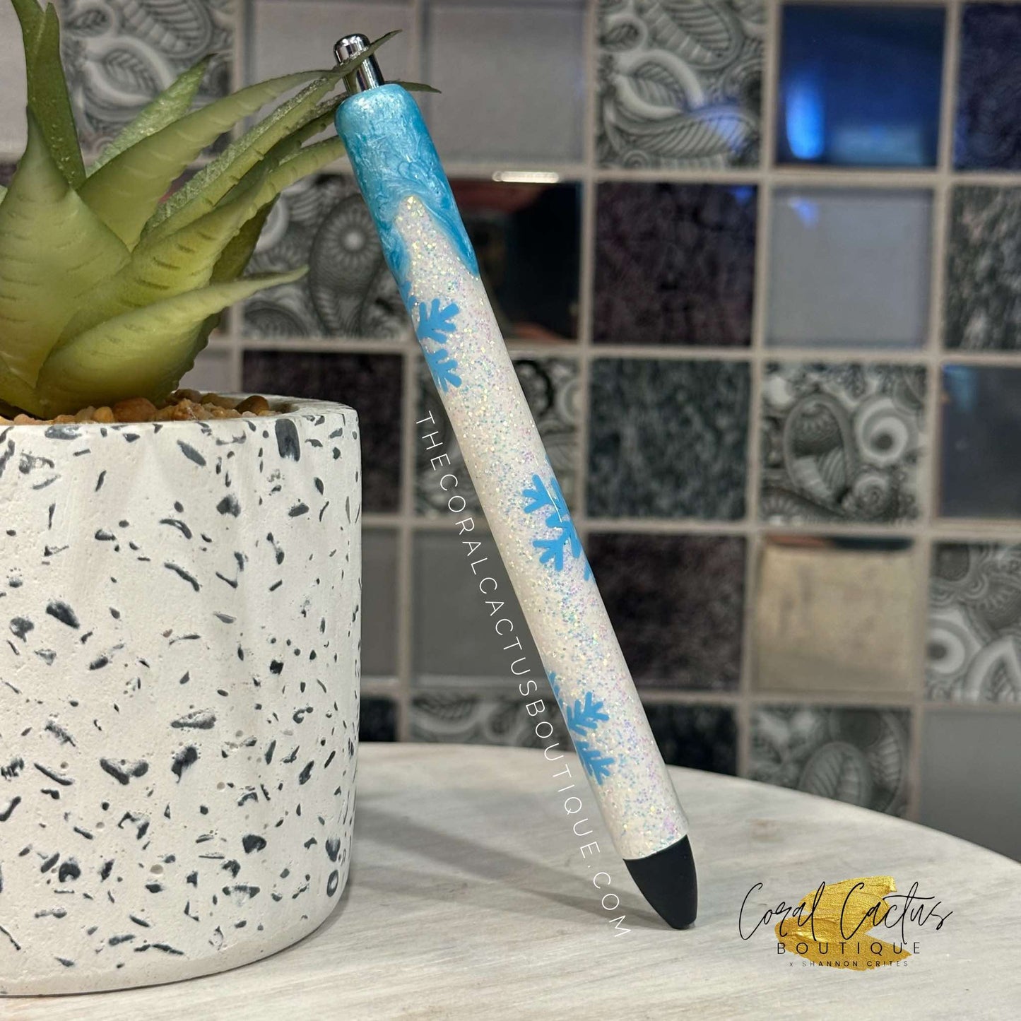 Custom Pen - Snowflake with Icy Drip