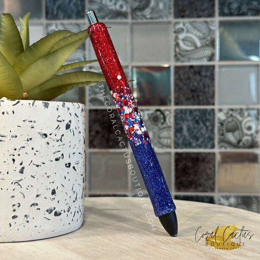 Custom Pen - Red & Blue with RWB Glitter