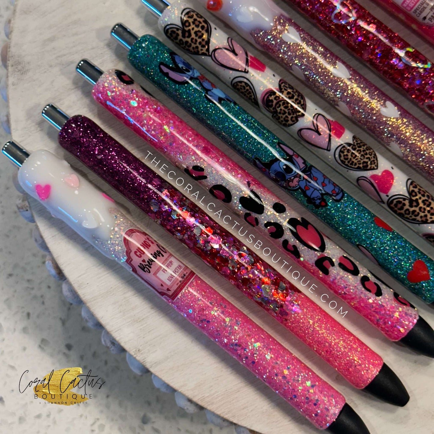 Custom Pen - Pink Heart Leopard Swirl