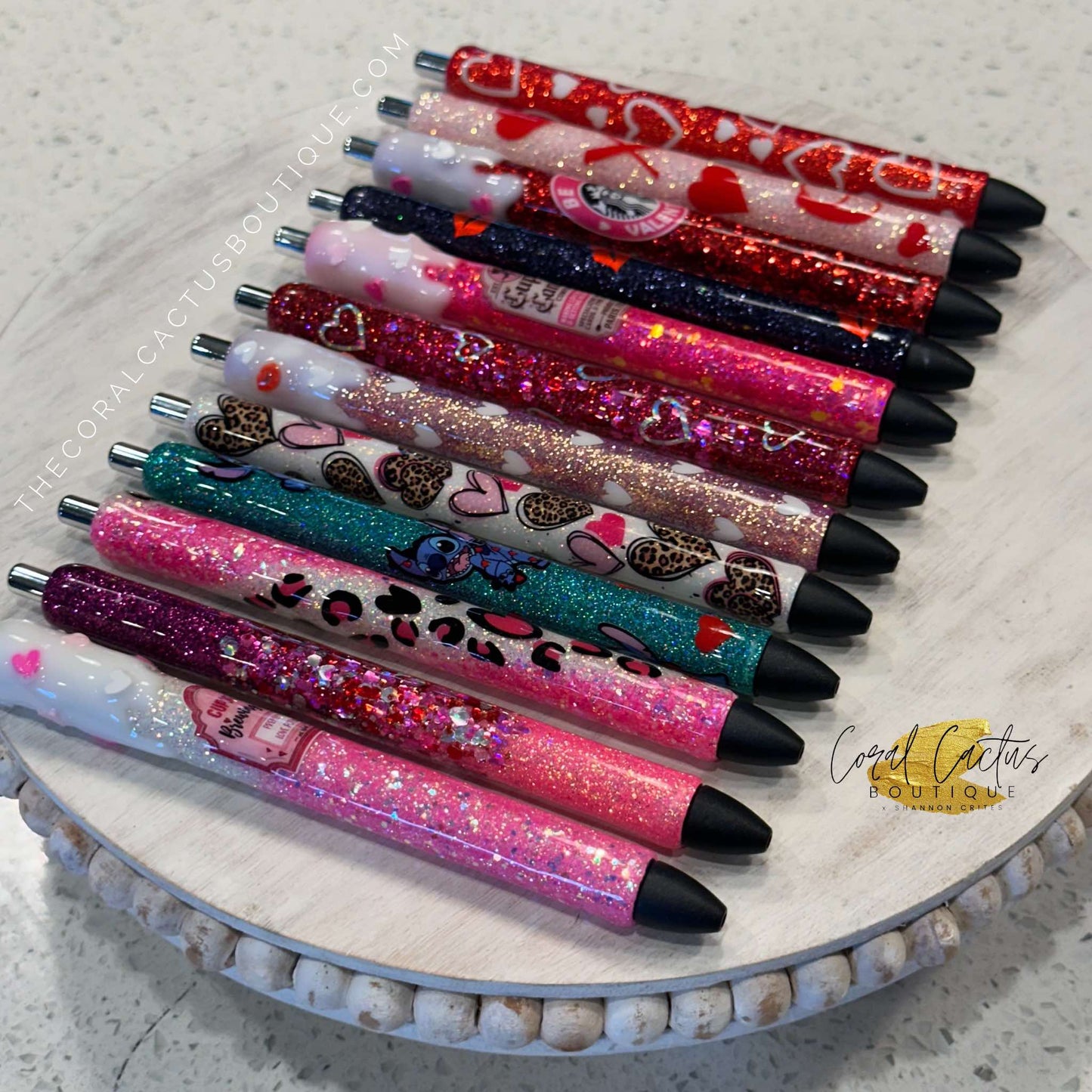 Custom Pen - Pink Heart Leopard Swirl