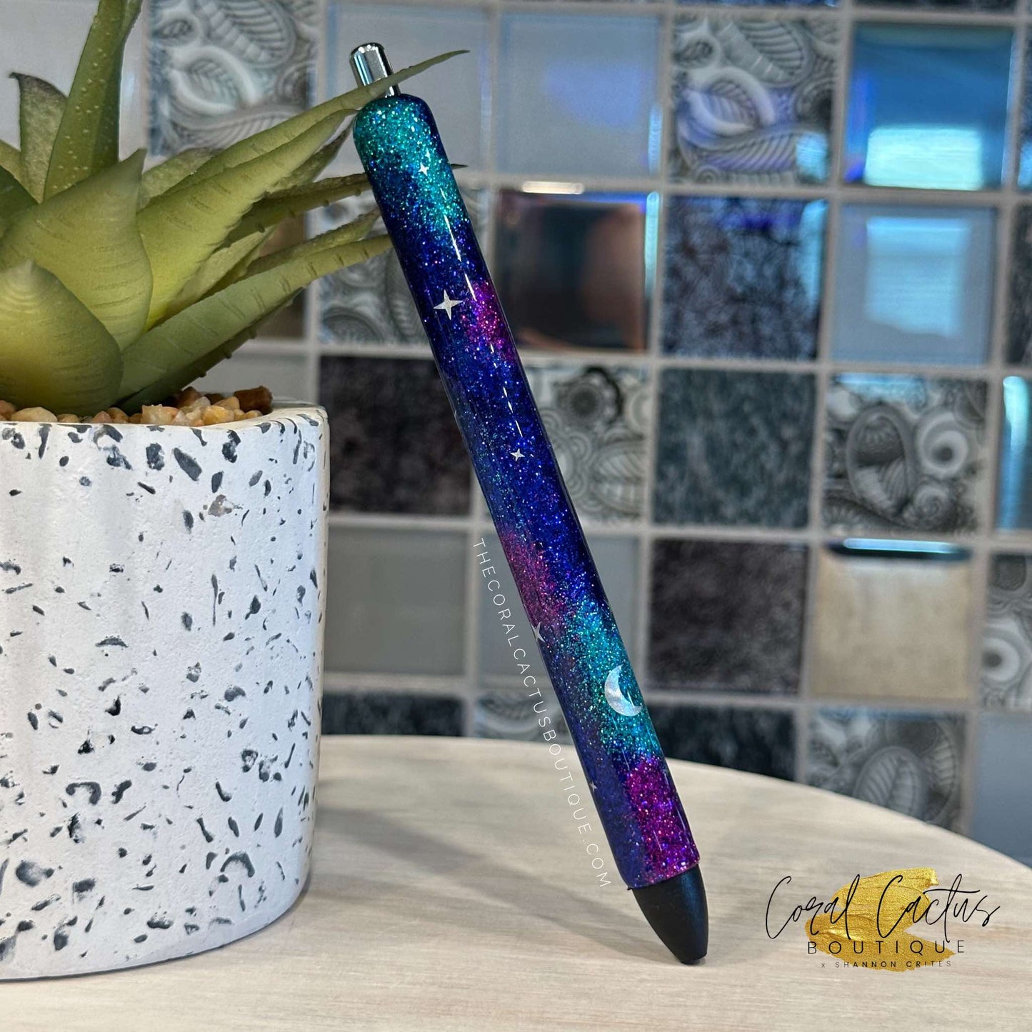 Custom Pen - Multicolor Galaxy Star & Moon