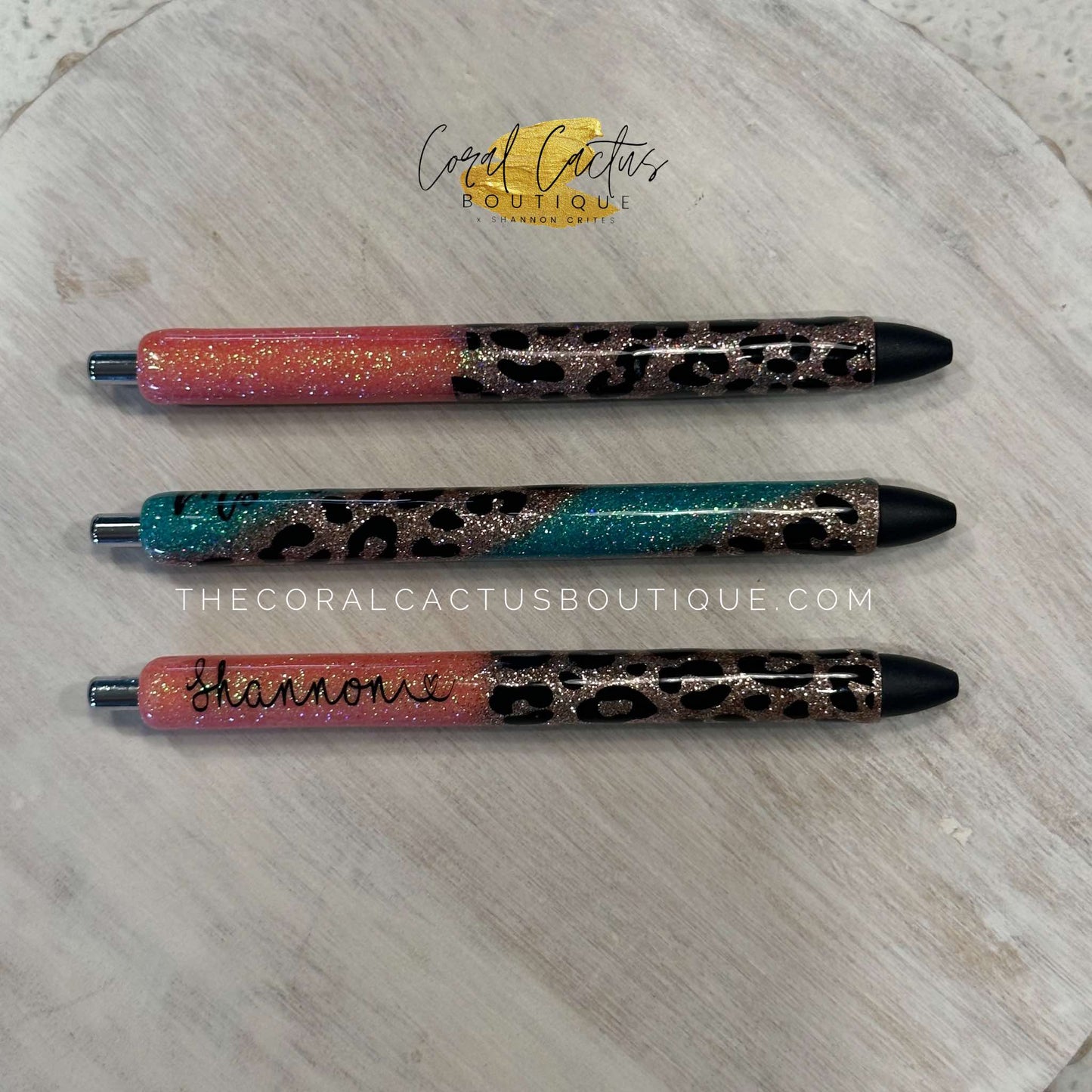 Custom Pen - Leopard Teal Swirl