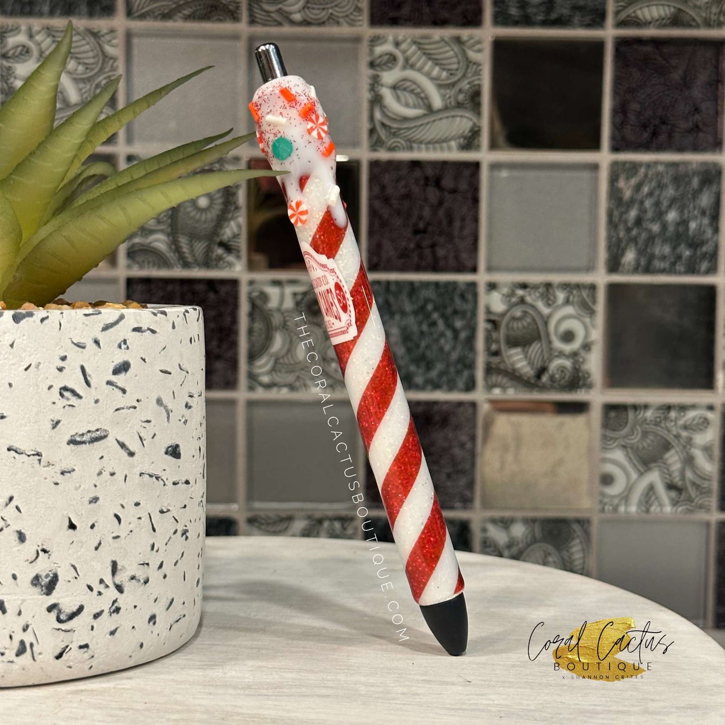 Custom Pen - Christmas Candy Cane Co. Drip