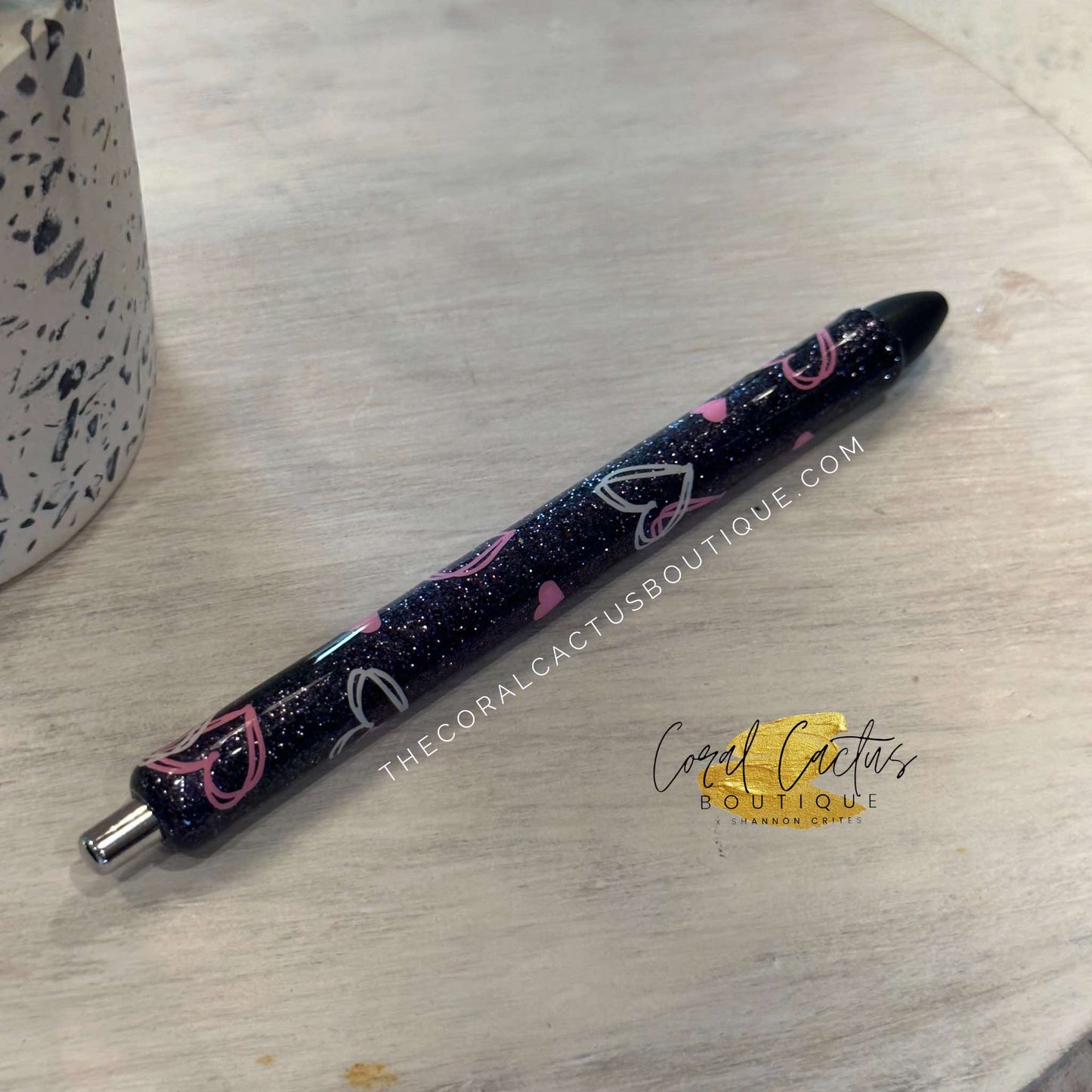 Custom Pen - Love Hearts Black