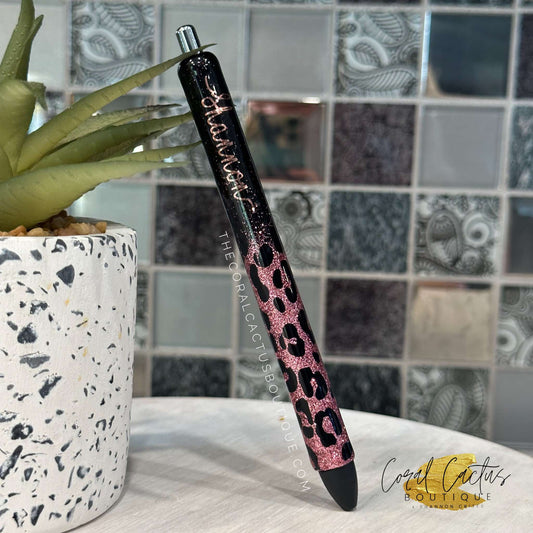 Custom Pen - Black & Rose Gold Leopard