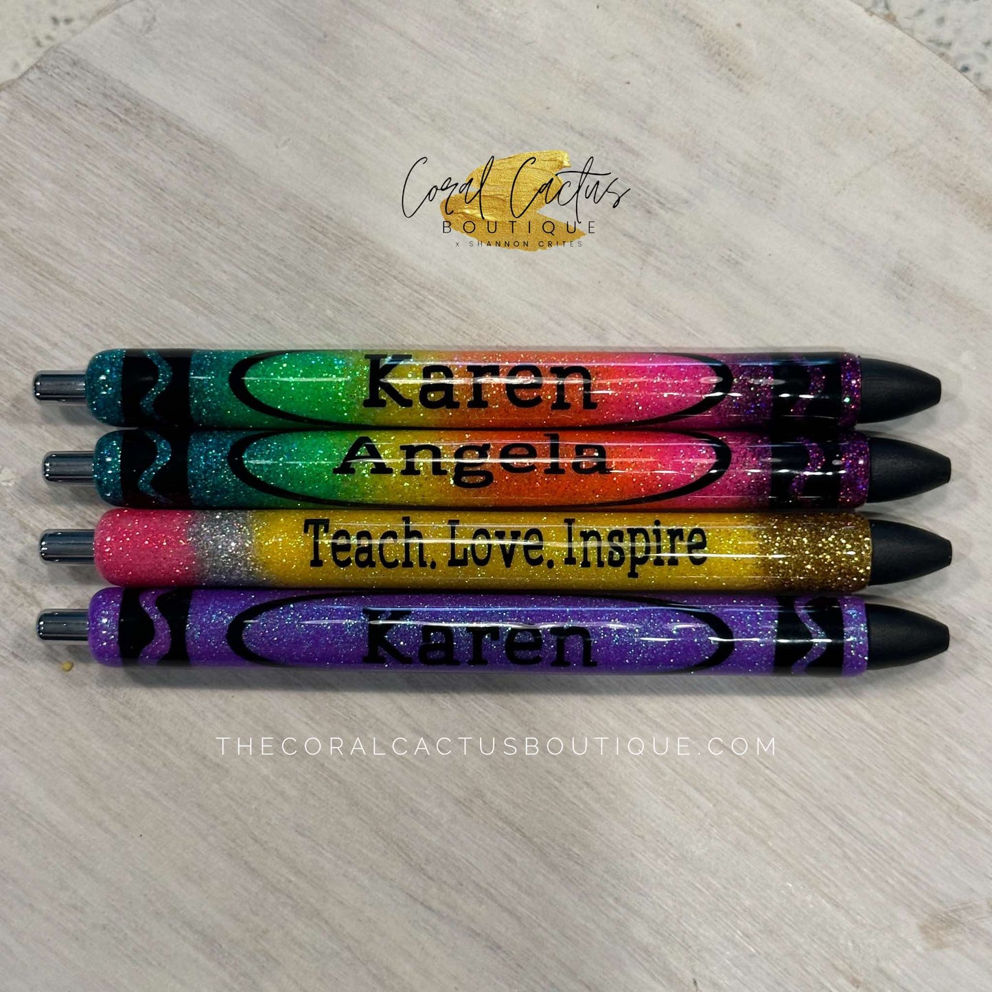 Custom Pen - Rainbow Ombre Crayon