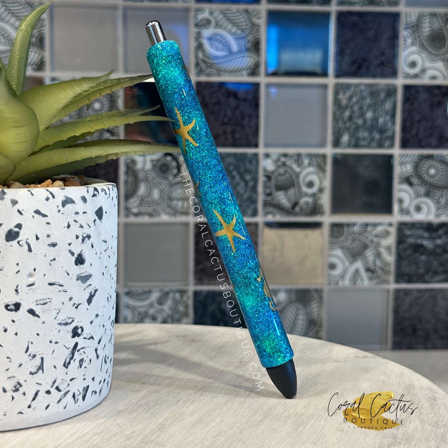 Custom Pen - Ocean Seahorse & Starfish