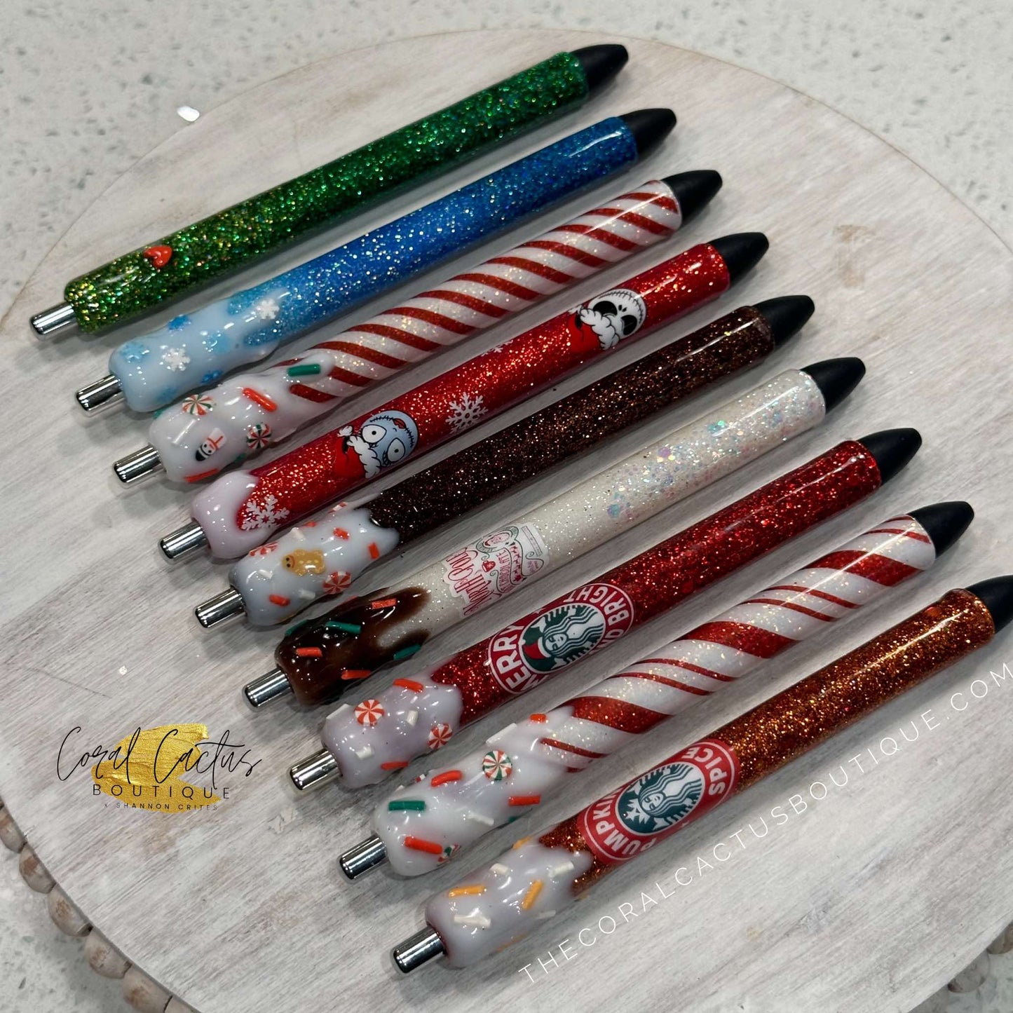 Custom Pen - Christmas Candy Cane Multi Swirl Drip