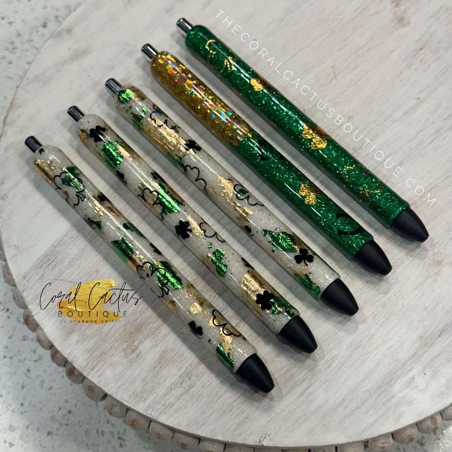 Custom Pen - Green & Gold Foil Lucky