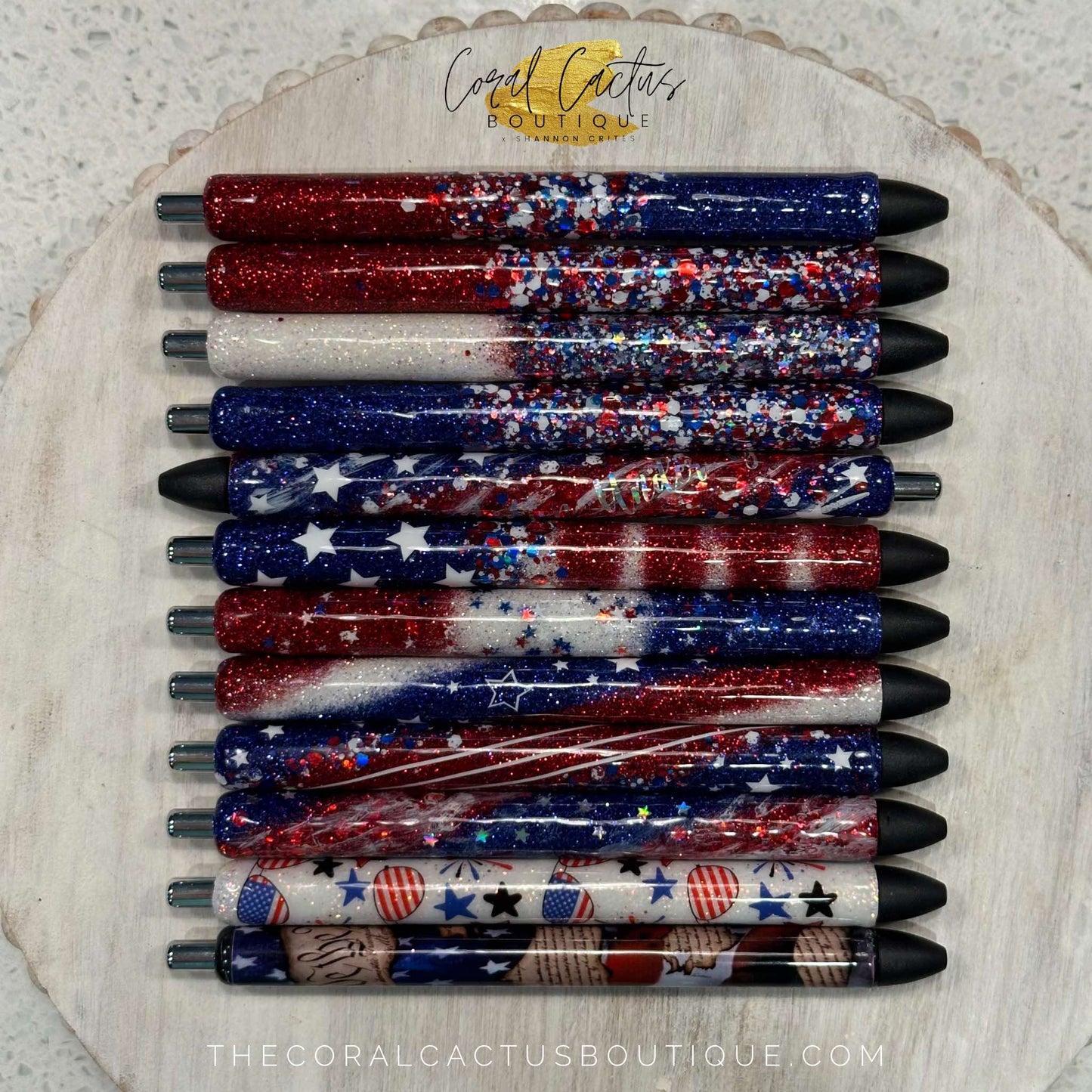 Custom Pen - Stars & Thin Stripes Swirl