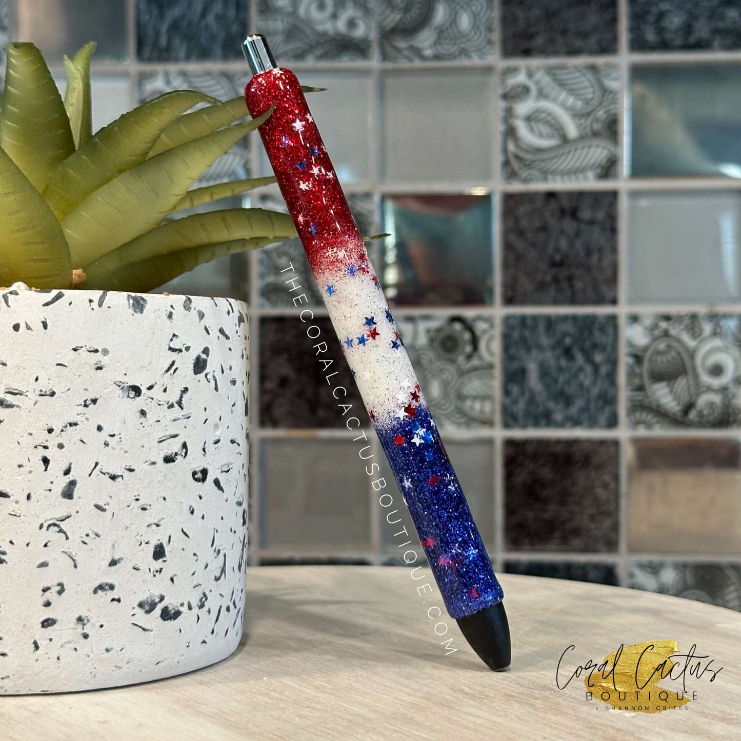 Custom Pen - Red, White & Blue Stars