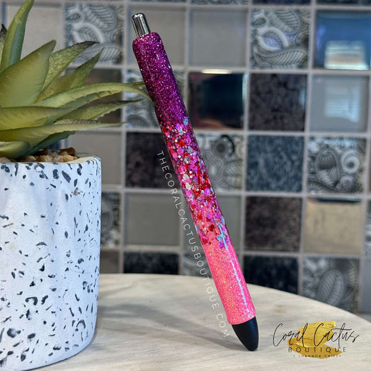 Custom Pen - Pink & Purple Glitter