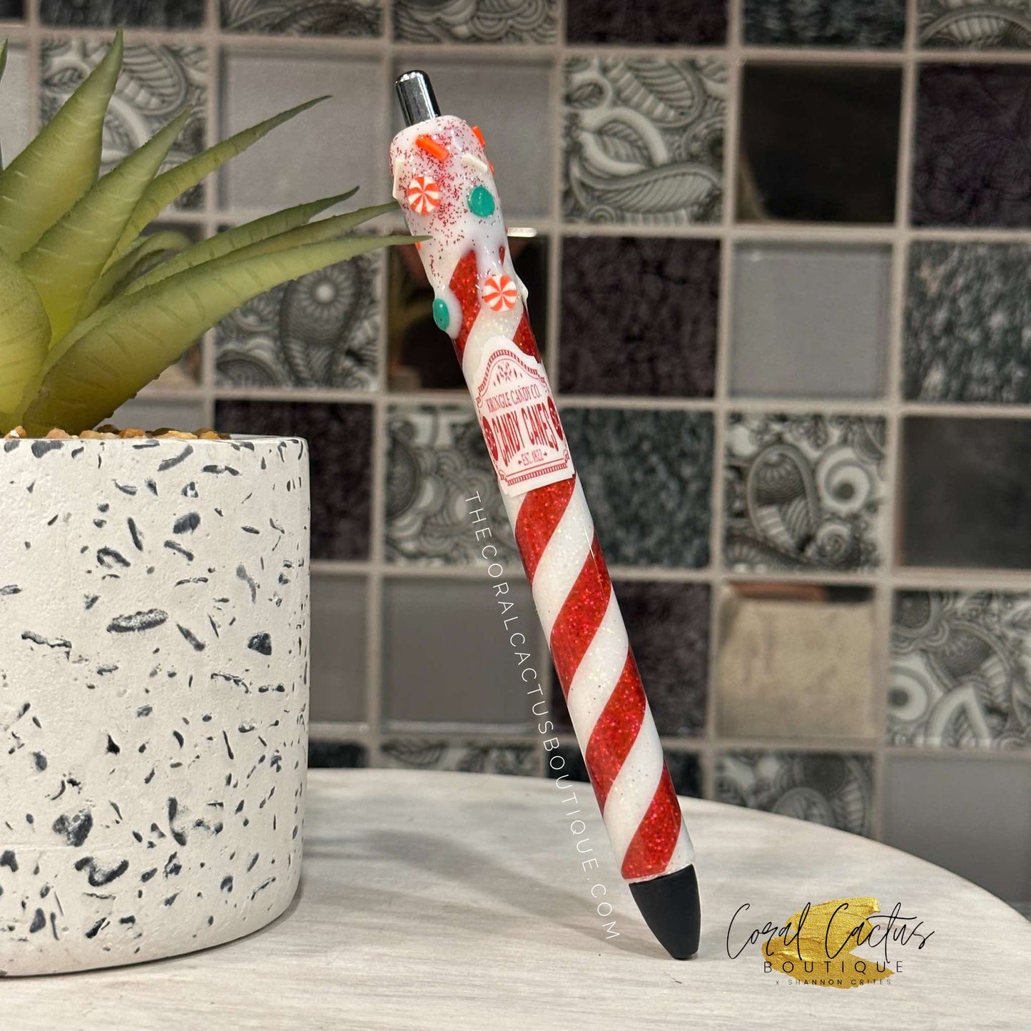 Custom Pen - Christmas Candy Cane Co. Drip