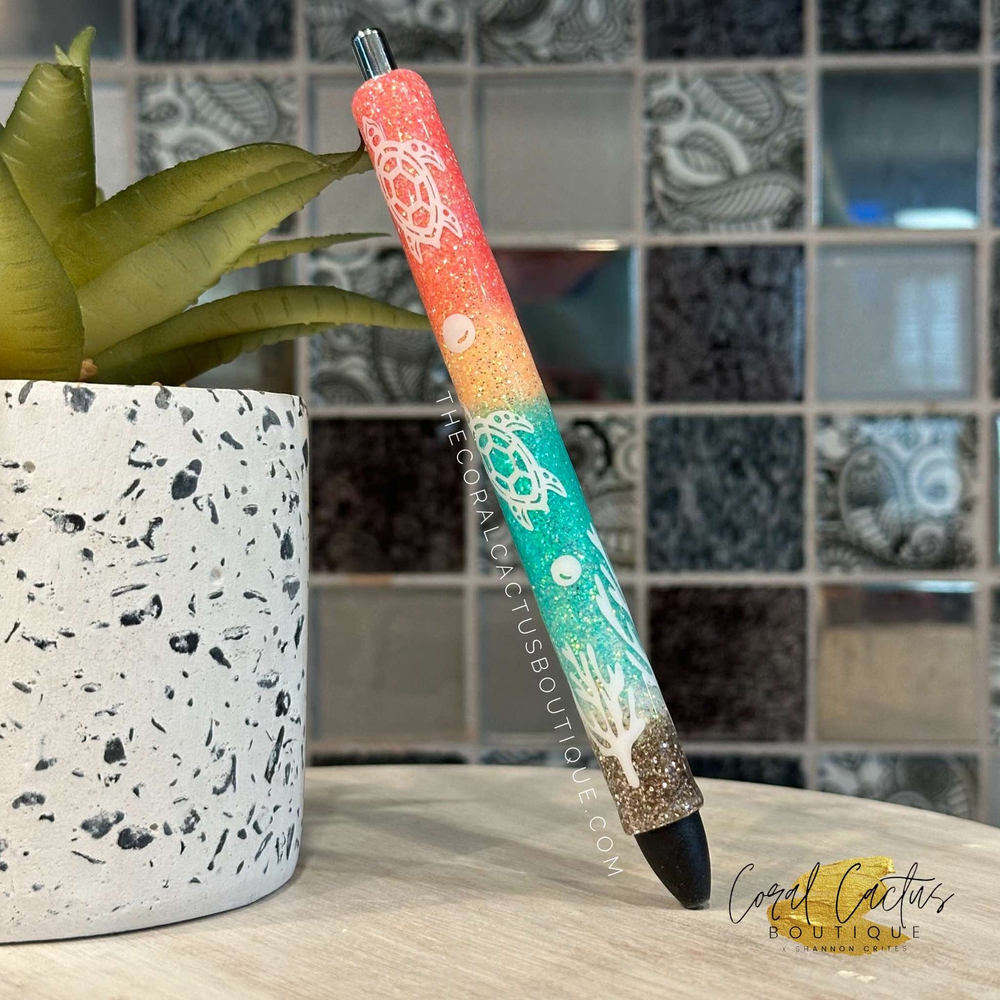 Custom Pen - Sunset Sea Turtles