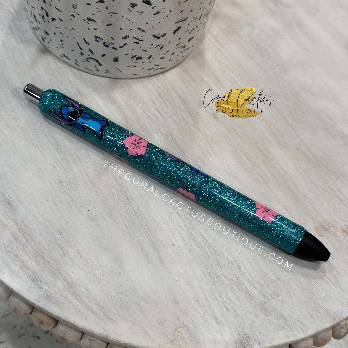 Custom Pen - Blue Alien Floral