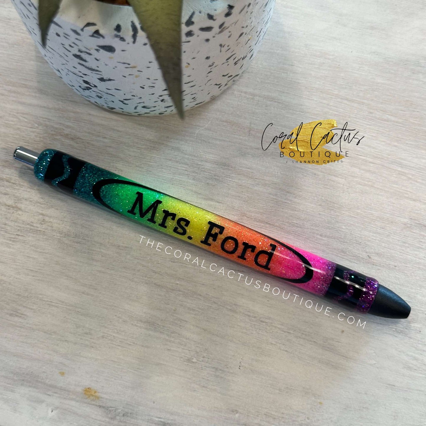 Custom Pen - Rainbow Ombre Crayon