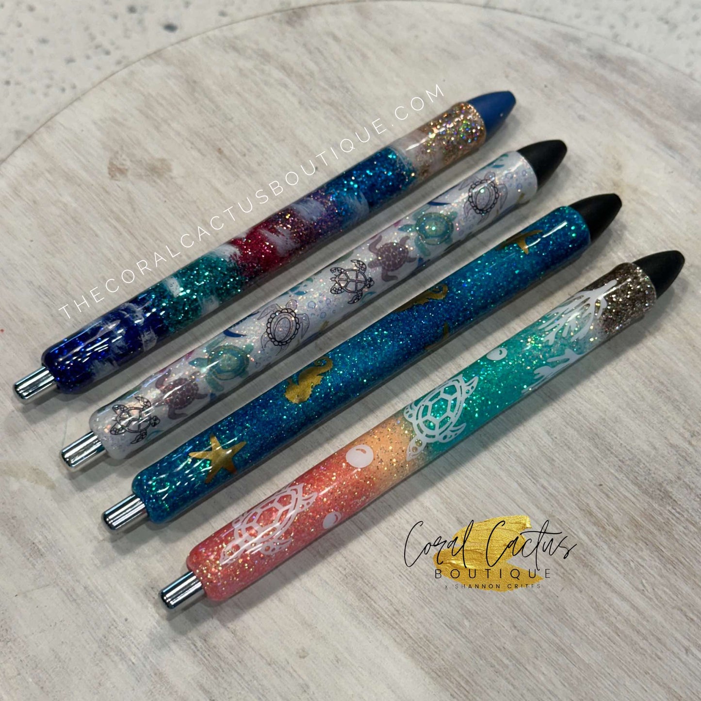 Custom Pen - Sunset Sea Turtles