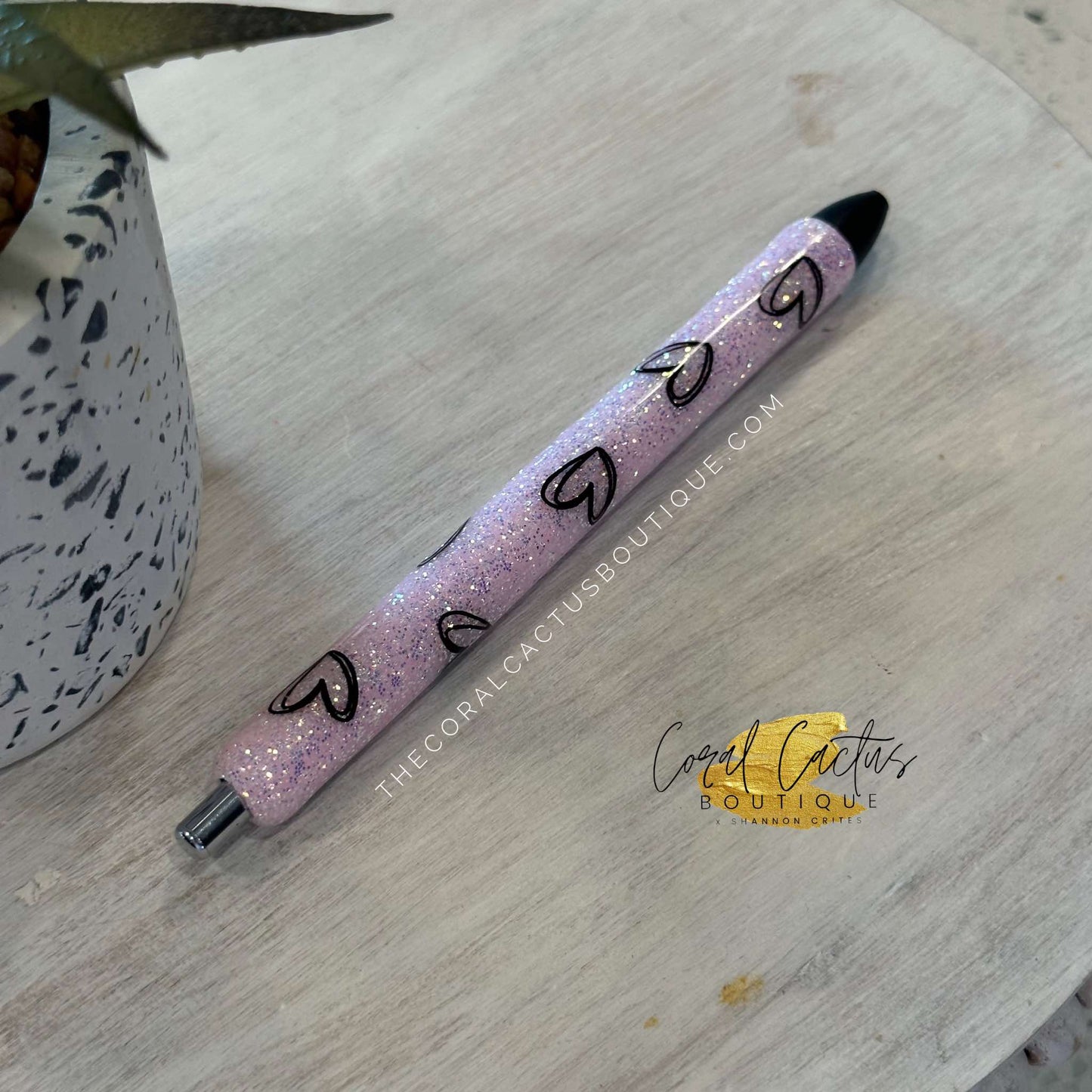 Custom Pen - Love Hearts Light Pink