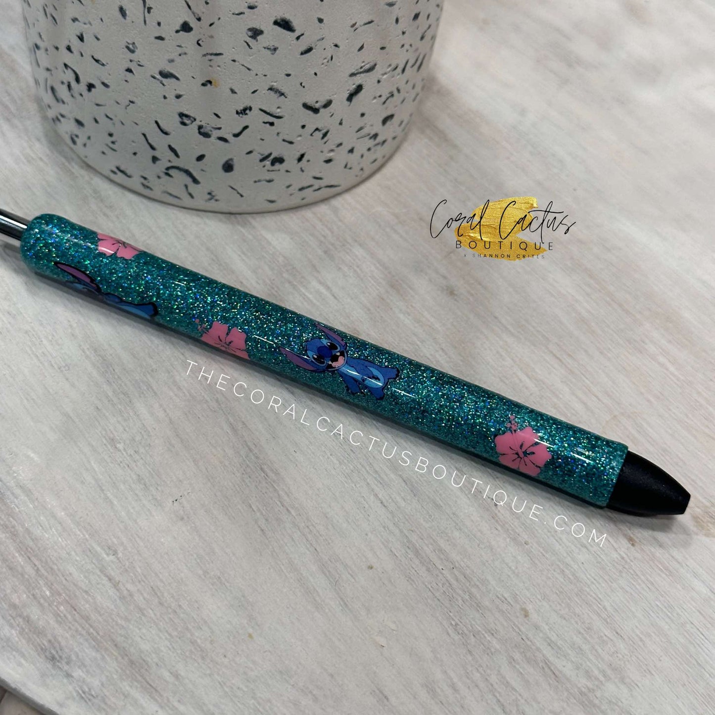 Custom Pen - Blue Alien Floral