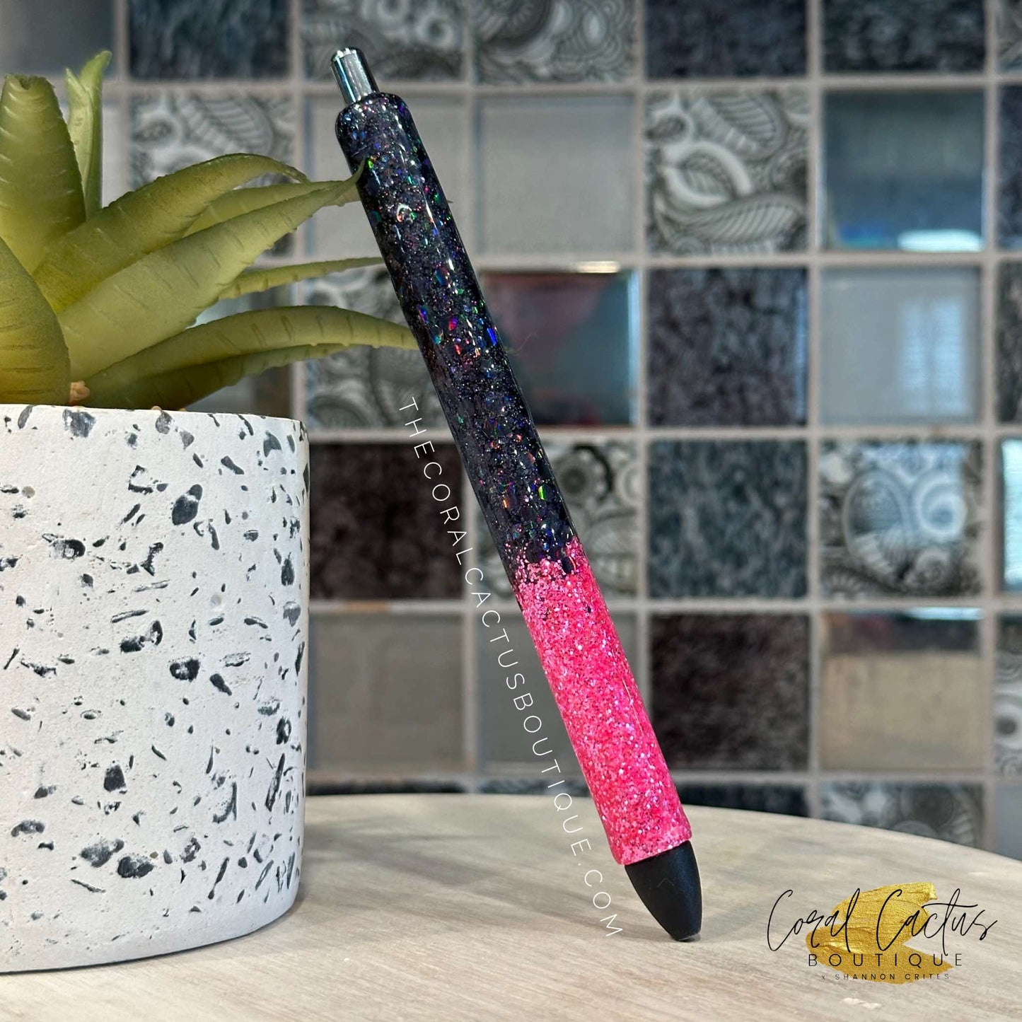 Custom Pen - Black & Pink Half